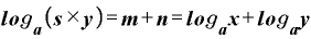 \bm{l}\bm{o}\bm{g}_{\bm{a}}\bm{(}\bm{s}\times \bm{y}\bm{)}=\bm{m}+\bm{n}=\bm{l}\bm{o}\bm{g}_{\bm{a}}\bm{x}+\bm{l}\bm{o}\bm{g}_{\bm{a}}\bm{y}