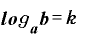 \bm{l}\bm{o}\bm{g}_{\bm{a}}\bm{b}=\bm{k}