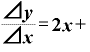 \displaystyle \frac{\text{⊿}\bm{y}}{\text{⊿}\bm{x}}=\bm{2}\bm{x}+